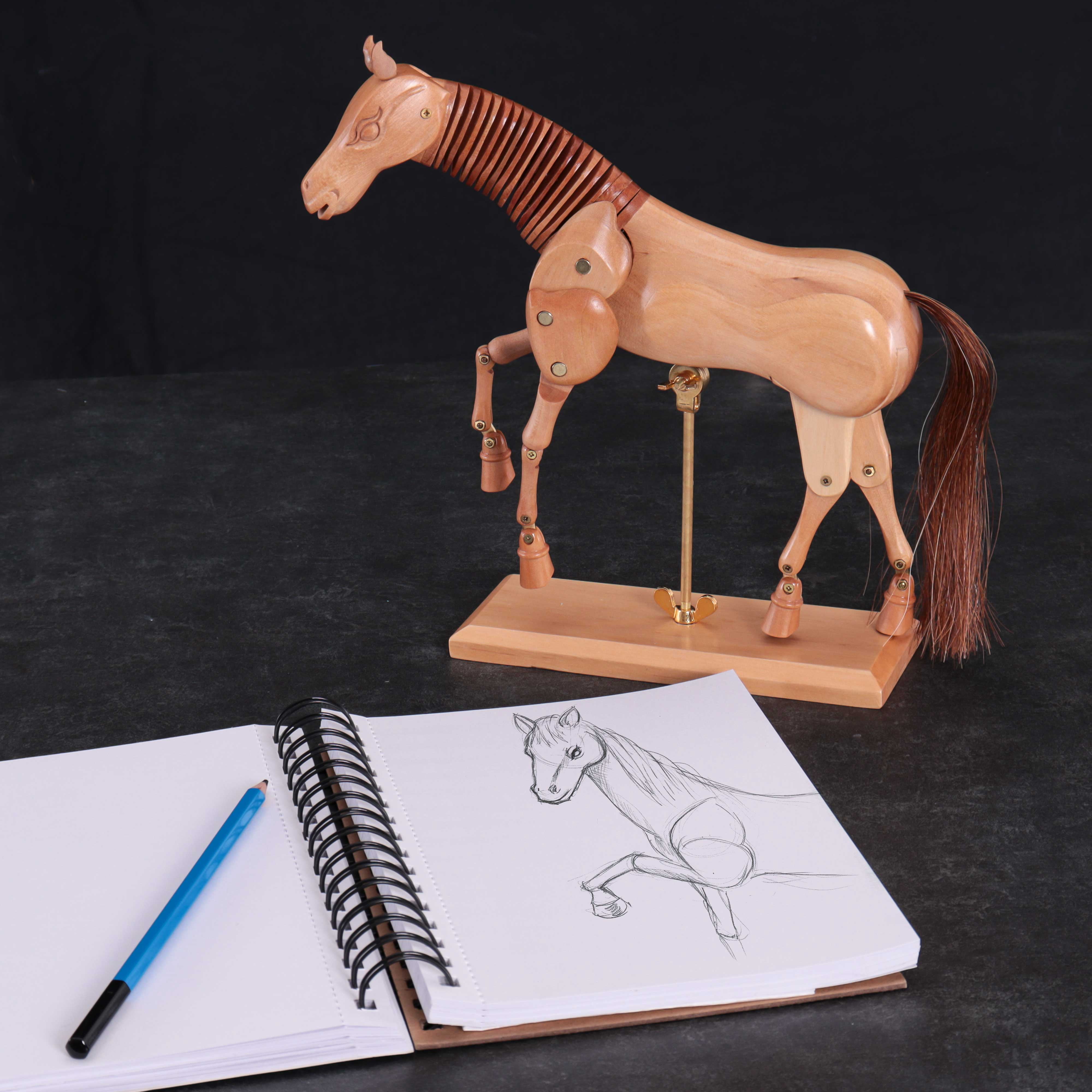US Art Supply Wooden Horse Artist Drawing Manikin Articulated Mannequin (8" Horse)
