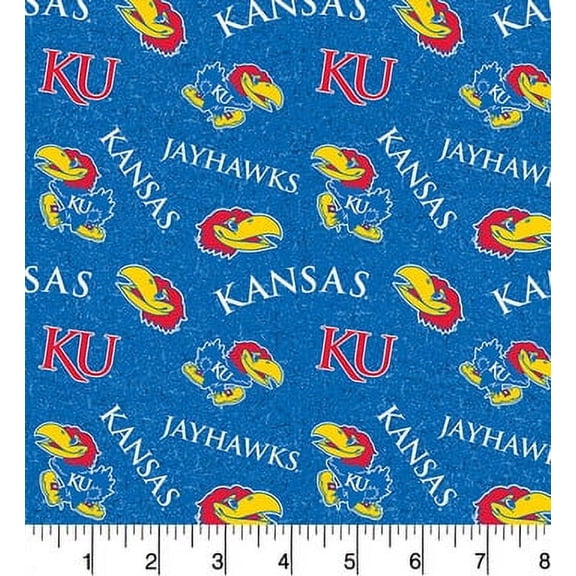 University of Kansas Tone on Tone Cotton Fabric-Sold by the Yard