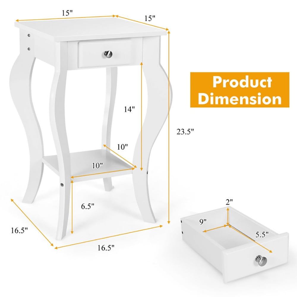 Finihen End Side Table, Set of 2 Side Table End Table Night Stand with Shelf, Sofa Couch Table, for Small Spaces, Living Room, Bedroom, White Finihen End Side Table, Set of 2 Side Table End Table Night Stand with Shelf, Sofa Couch Table, for Small Spaces, Living Room, Bedroom, White