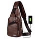 thumbnail image 1 of Mochila bandolera de piel para hombre con puerto USB, 1 of 9