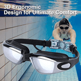thumbnail image 2 of Shetinar Swim Goggles Waterproof Fitted Track with Storage Pouch, Ear Plugs, Swim Cap and Case, Goggles in Swimming for Teen Youth Adult Women Men Kids,Black., 2 of 8