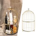 thumbnail image 2 of Bird cage makeup organizer storage shelf iron type container for desktop vanity 20x36cm, 2 of 8