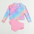 thumbnail image 6 of Xudanell 5t Swimsuit Girls Split 2 Piece Ruffled Edge Long Sleeve Print V-Shaped Underwear Baby Girl Bathing Suit Pink 3-4 Years, 6 of 7