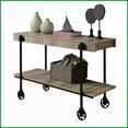 thumbnail image 3 of Industrial Style Living Room Coffee Table - Natural Slat Design with Open Storage Shelf, 3 of 11