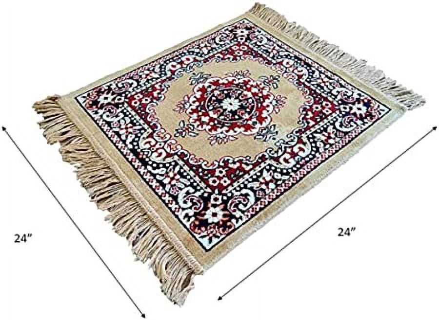 Polyester Fabric Yellow Meditation Prayer Mat (Approx. 24 x 24 Inch) Multi-Purpose Meditation Mat/Rug, Religious Spiritual Items, Home Aasan/Yoga/Meditation
