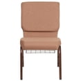 thumbnail image 5 of (10 PACK) 18.5'' Wide Caramel Fabric Church Chair with Book Rack and Copper Vein Frame - Multipurpose Stackable Office Side Chair, 5 of 7