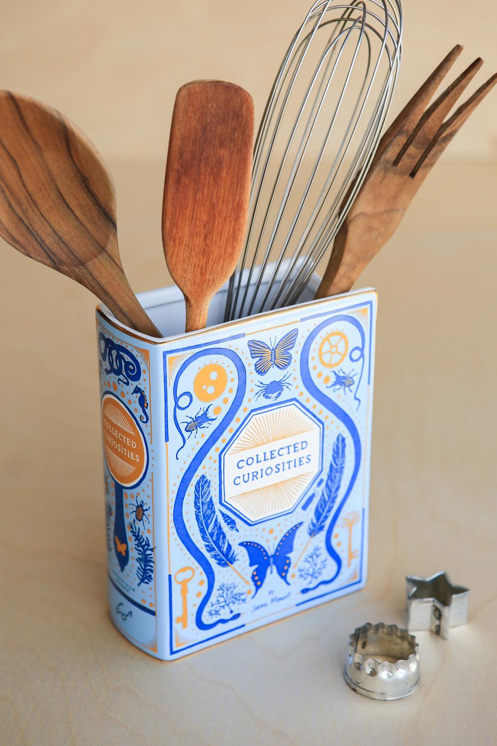 Bibliophile Ceramic Vase Collected Curiosities illustrated by Jane