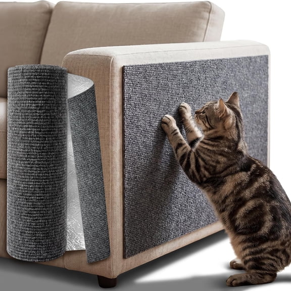 XIBUFE Cat Couch Scratcher for Furniture Protection,Self-Adhesive Cat Scratching Mat for Sofa,Reusable Scratch for Carpets & Chairs,Indoor Cat Scratcher for Couch Corner & Side,Dark Grey