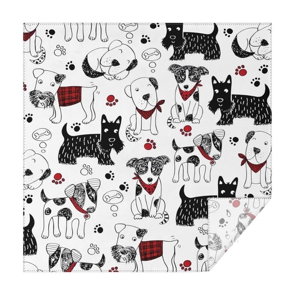Scribble Dogs Square Tablecloth,Waterproof Square Table Cover,Wipeable Spillproof Washable Table Cover for Home Kitchen Party Decor 42"X42"(107x107cm)