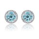 thumbnail image 1 of Pendientes de Botón JeenMata Halo de Topacio Azul 1,25 Quilates Oro Blanco 18 K Plata, 1 of 5