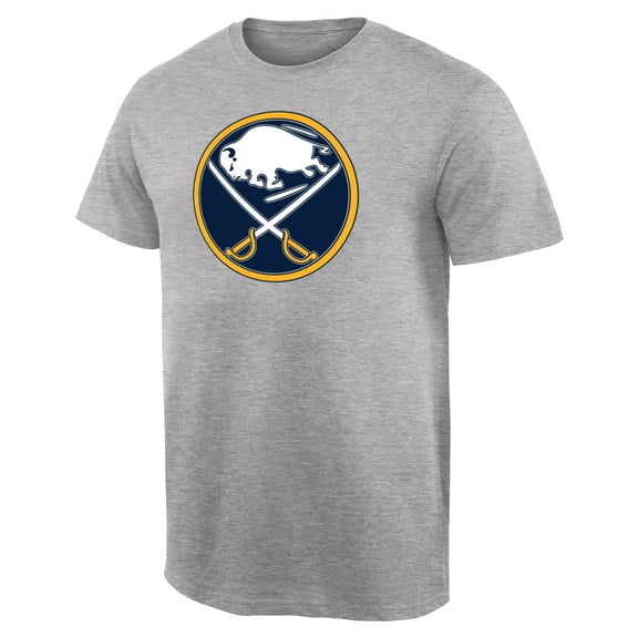 Men's Ash Buffalo Sabres Team Primary Logo T-Shirt