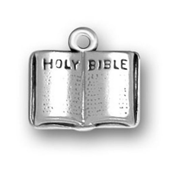 Sterling Silver 16" .8mm Box Chain 3D Open Christian Holy Bible Pendant Necklace