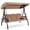Brown, variant on Homrest 3 Person Patio Outdoor Porch Swing with Adjustable Canopy, Backrest, Swing Bed with Stand for Garden,Deck