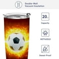 thumbnail image 3 of 20 Oz Stainless Steel Vacuum Insulated Tumbler Soccer Burning Ball Coffee Cup with Lids and Straw Football Ball Double Wall Water Travel Mug for Hot and Cold Drinks for Home Office, 3 of 5