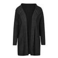 thumbnail image 4 of Kogui Women 2025 Fall Outfits Open Front Long Sleeve Hooded Knit Cardigan Sweaters Solid Color Outwear Coats (Black,S), 4 of 5