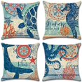 thumbnail image 1 of Fundas de cojín Vhermosa 4 piezas tema oceánico decoración para sofá cama, 1 of 8