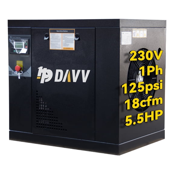PACK4 4KW 5.5HP Rotary Screw Air Compressor 230V/3Ph 18CFM 125psi Heavy Duty Air Compressed System