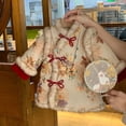 thumbnail image 6 of KAUOD Girls Chinese Traditional Corduroy Coats Cute Embroidery Winter Fleece 𝗧ang Jackets Kids New Years Open Front Clothes, 6 of 7