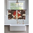 thumbnail image 3 of Sheer Curtains 45 Inch Length 2 Panels Set for Kitchen, Japanese Style Semi Sheer Curtains for Windows, Modern Cranes Cherry Flower Wave Brown Voile Window Treatments Rod Pocket Curtain, 3 of 7
