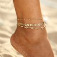 thumbnail image 2 of 3Pcs Golden Tone Faux Crystal Fish Bone Anklet MultiLayer Beach Ankle Bracelet Golden, 2 of 7