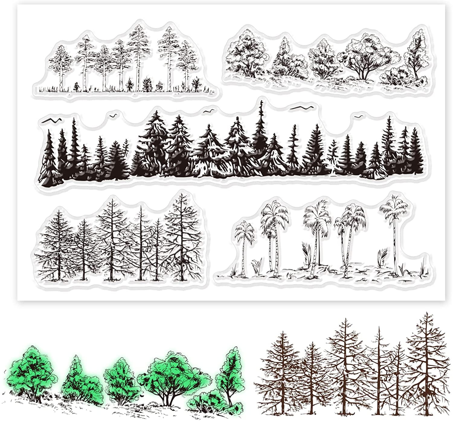 Trees Silicone Clear Stamps Pine Tree Palm Tree Transparent Stamp for