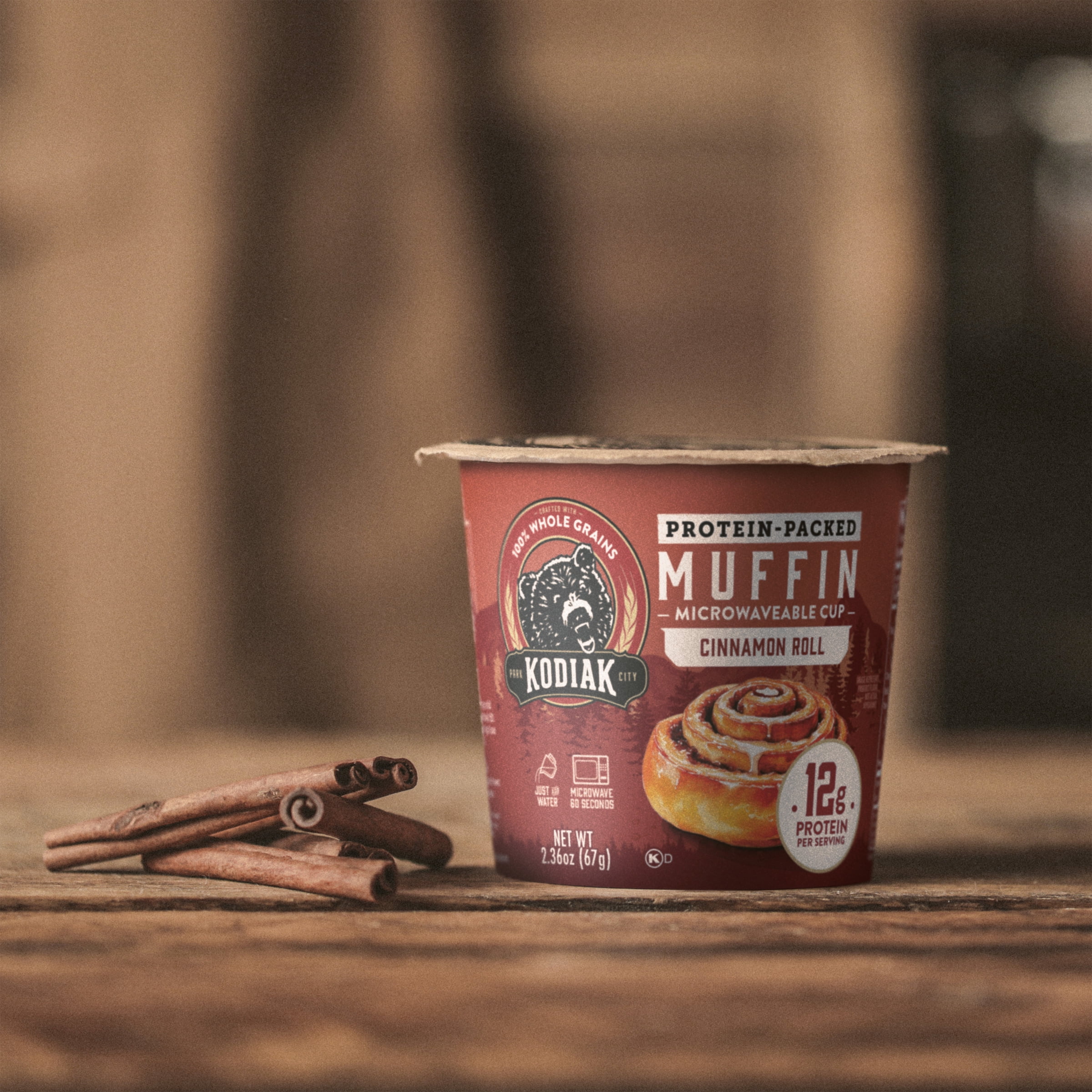 (3 pack) Kodiak Cakes Cinnamon Roll Muffin Cup, 12g of Protein per Serving, 2.36 oz