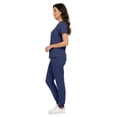 thumbnail image 3 of MediChic Women’s Premium Scrub Set – V-Neck Notch Scrub Top & 6-Pocket Jogger Scrub Pants, 4-Way Stretch, Medical Uniform Navy Medium, 3 of 5