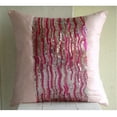 thumbnail image 2 of Throw Pillow Covers, Decorative Pink Designer Throw Pillow Covers 16x16 inch (40x40 cm), Art Silk Pillowcase&nbsp;With Zipper, Striped, Modern Pillow Cover&nbsp;For Sofa - Pink Angel, 2 of 4