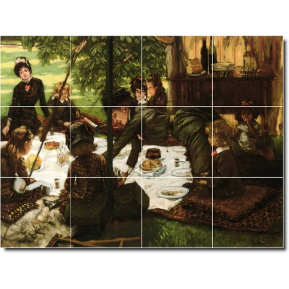 Ceramic Tile Mural-James Tissot Children Painting 28. 17" w x 12.75" h using (12) 4.25 x 4.25 ceramic tiles