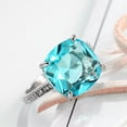 thumbnail image 2 of Aquamarine Blue / Yellow CZ Band Womens 925 Silver Wedding Silver Ring Size 6-10, 2 of 6