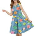 thumbnail image 1 of RXIRUCGD 2025 Summer Clothes for Kids Girls Sleeveless Stretchy Dress A Line Twirly Skater School Recital Dress Short Sleeve Round Neck Dress, 1 of 5