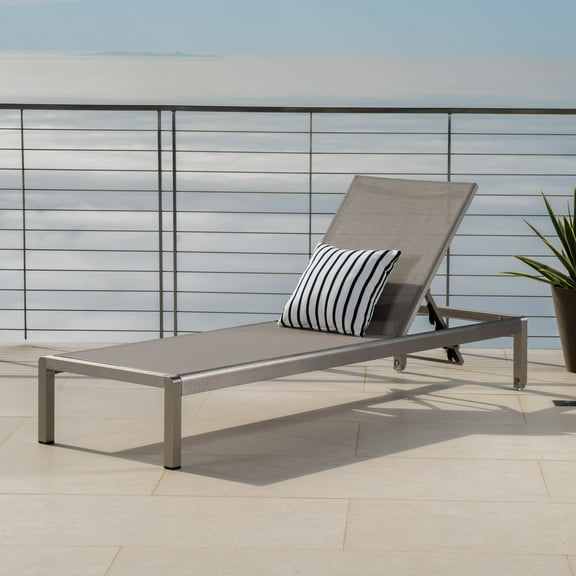 Miller Outdoor Mesh Chaise Lounge, Gray