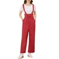 thumbnail image 3 of INSPIRE CHIC Women's Button Front High Waist Belted Straight Fit Overall Jumpsuit S Red, 3 of 7