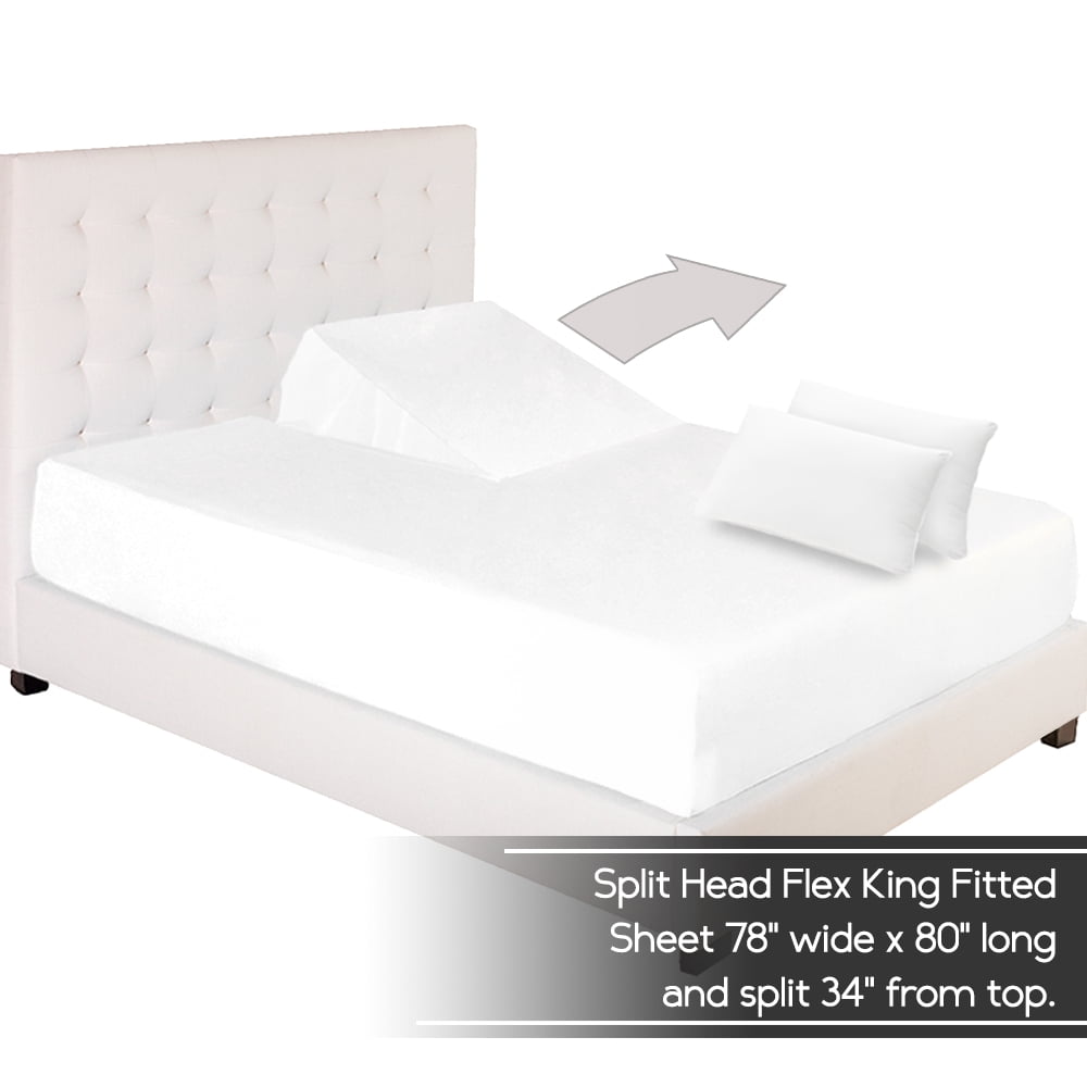 Fitted Sheet + Pillowcase Set, Microfiber, Wrinkle Resistant, Split Head Flex King, White
