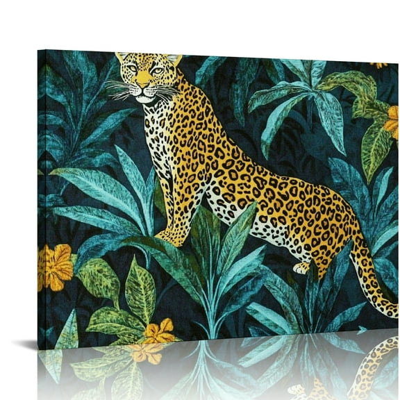 SHERONV Leopard Jungle Silk Canvas Prints Wall Art for Home Decor 20x16in