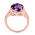 thumbnail image 2 of Mauli Jewels Rings for Women 4.53 Carat Oval Shaped Amethyst and Diamond Ring 4-Prong 10K Rose Gold, 2 of 6