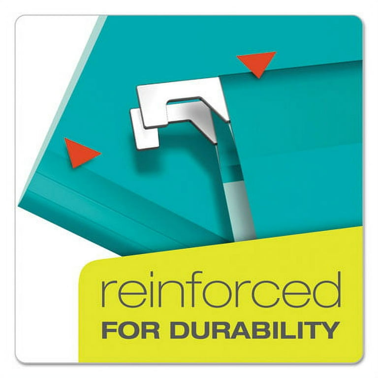Colored Reinforced Hanging Folders, Letter Size, 1/5-Cut Tabs, Aqua, 25/Box Colored Reinforced Hanging Folders, Letter Size, 1/5-Cut Tabs, Aqua, 25/Box