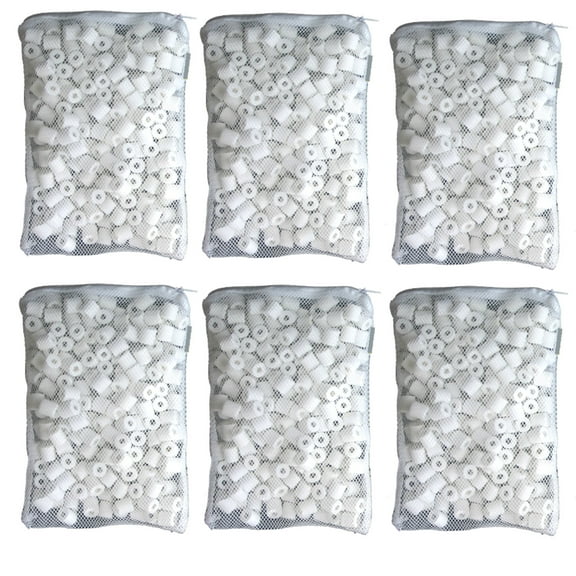 C2 6 lbs Premier Bio Ceramic Rings Filter Media in 6 Mesh Bags for Aquarium Fish Tank Canister Filters (S)