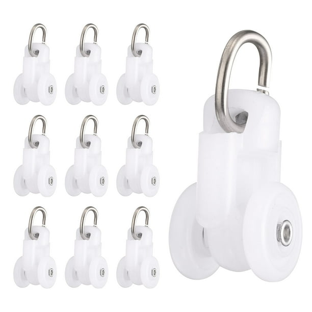 20Pcs Rodillos de Riel de Cortina Poleas Corredoras con Rodillo de Doble Rueda para Rieles de Ventana (Blanco)