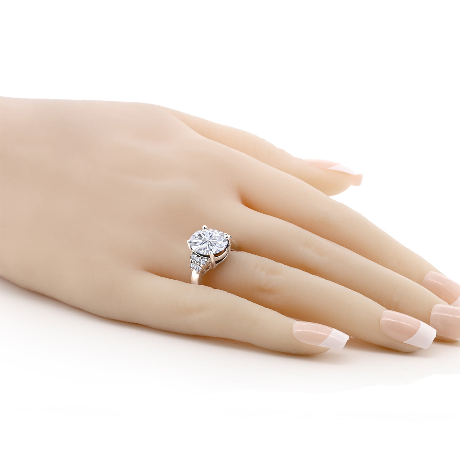 Gem Stone King 5.53 Cttw White Moissanite Engagement Ring for Women | 925 Sterling Silver | Oval 12X10MM (Size 9)