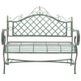 thumbnail image 2 of SAFAVIEH Abner Outdoor Patio Wrought Iron Garden Bench, Antique Green, 2 of 9