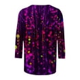 thumbnail image 4 of Midsumdr Womens Tops Loose Mid-Length 3/4 Sleeve Bright Printed Blouse Tops Round Neck Spring Summer Temperament Sequin Tops, 4 of 5