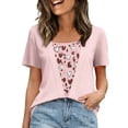 thumbnail image 2 of Blczomt Cute Casual Tops for Women Pink Tops Short Sleeve Lightweight Blouse for Women,M, 2 of 7