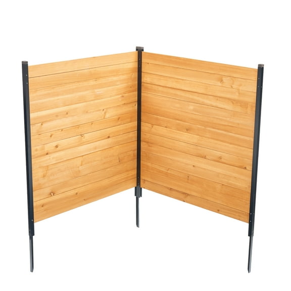 KFFKFF Wood Privacy Fence, 38" W x 42" L, 2-Panel Solid Screen for Air Conditioner, Pool Equipment, or Trash Can Enclosure, Includes Metal Stakes, Simple DIY Setup,Ideal for Outdoor Garden Decoration