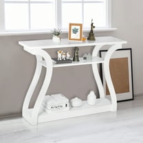 Accent Console Table Porch Side Table Curved Hallway Entryway End Table, White