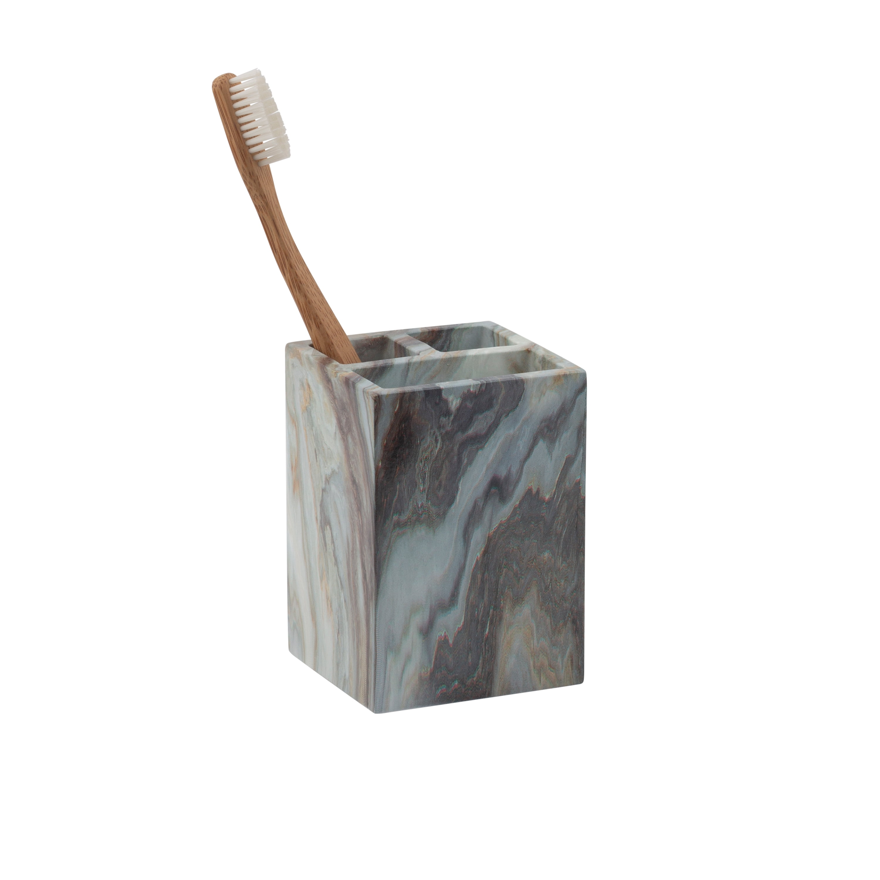 ELLE Paris Square Polyresin Tooth Brush Holder in Agate