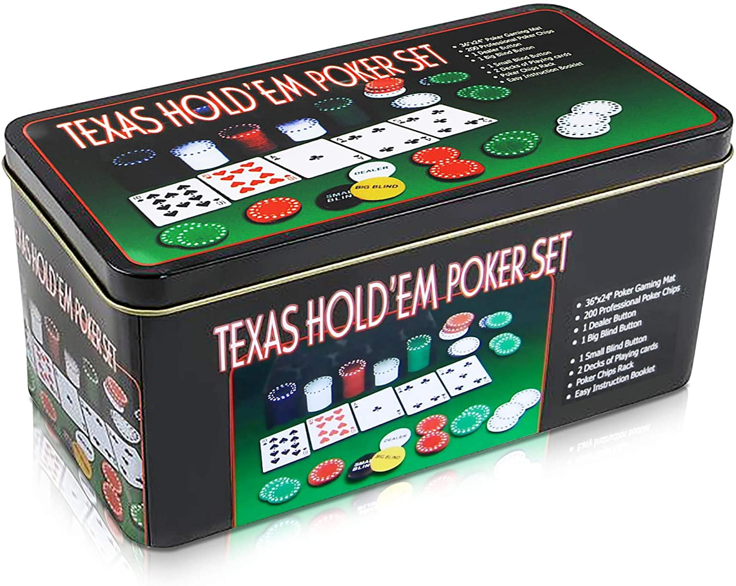 Tactique Pro poker texas hold 'em Poker Set in tin case NEW 