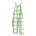 thumbnail image 5 of SELONE Loose Stretchy Jumpsuits for Women With Pockets Plus Size Adjustable Baggy Wide Leg Backless Trendy Sleeveless Summer Printed Long Sleeve Ladies Loose Long Rompers Jumpsuit Green S, 5 of 8