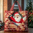 thumbnail image 6 of CLOUJI Christmas Gift Bags Quilted Santa Print Tote Large Capacity Holiday Shopping Shoulder Reusable Festive Grocery for Women Xmas, 6 of 7