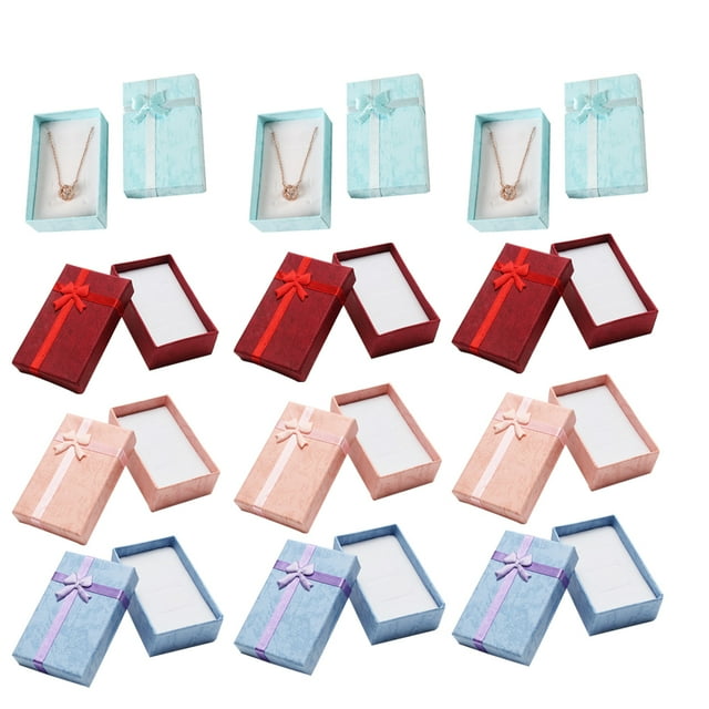 24pcs Jewelry Boxes Bowknot Storage Container Earrings Organizer Boxes (Red + Pink + Blue + Purple)